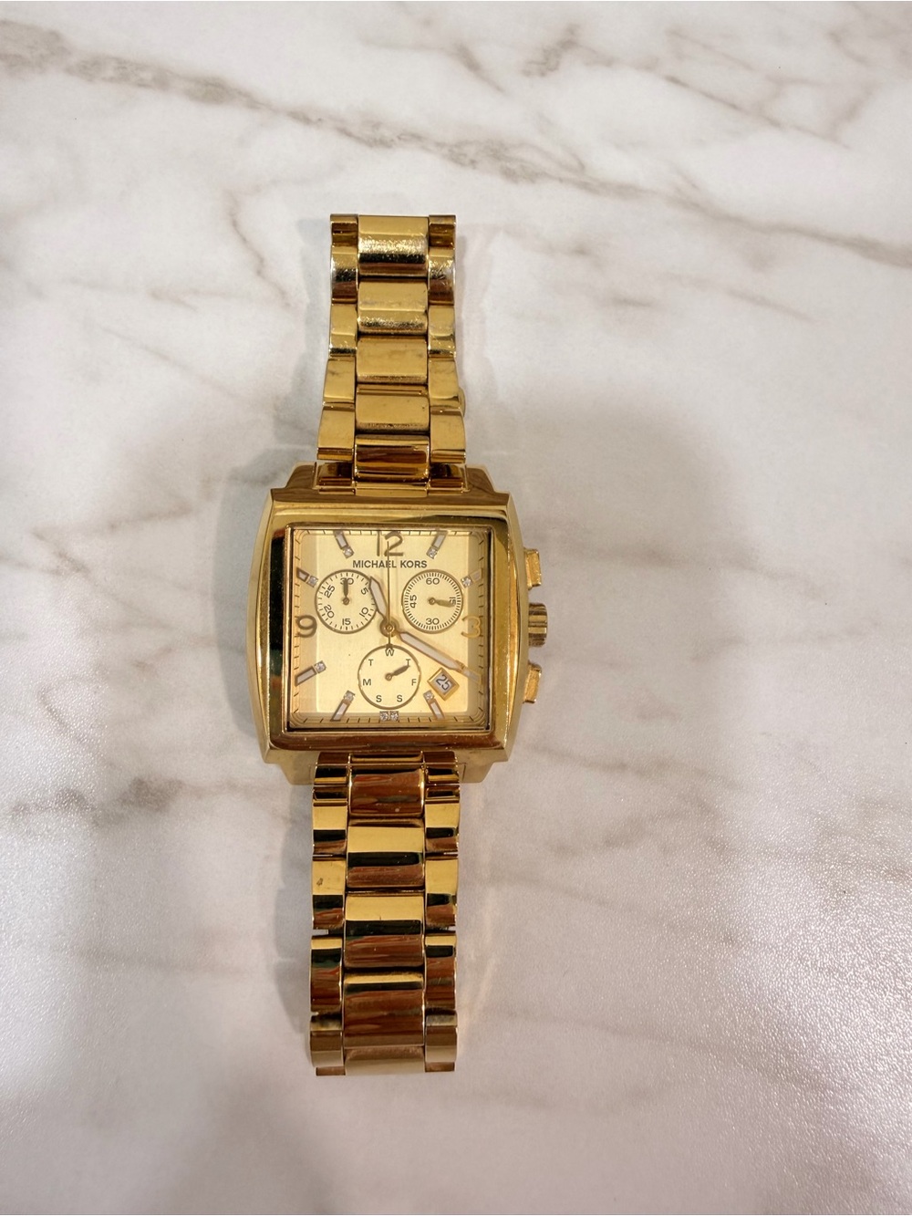 Michael Kors Gold Square Chronograph Bracelet Watch